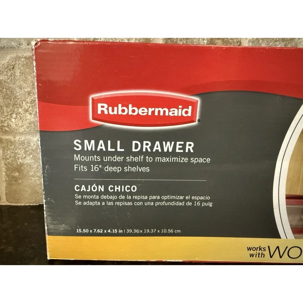 Rubbermaid Small Drawer Under Mount Wood and Wire Shelf 16